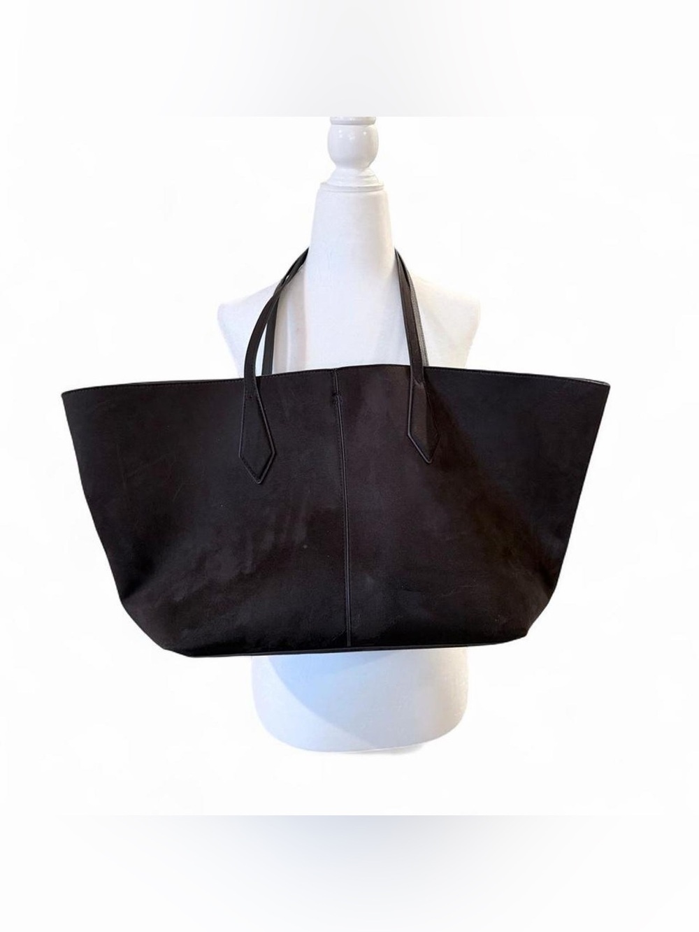 Classic Faux Suede Chocolate Brown Tote Bag - Large Everyday Carry